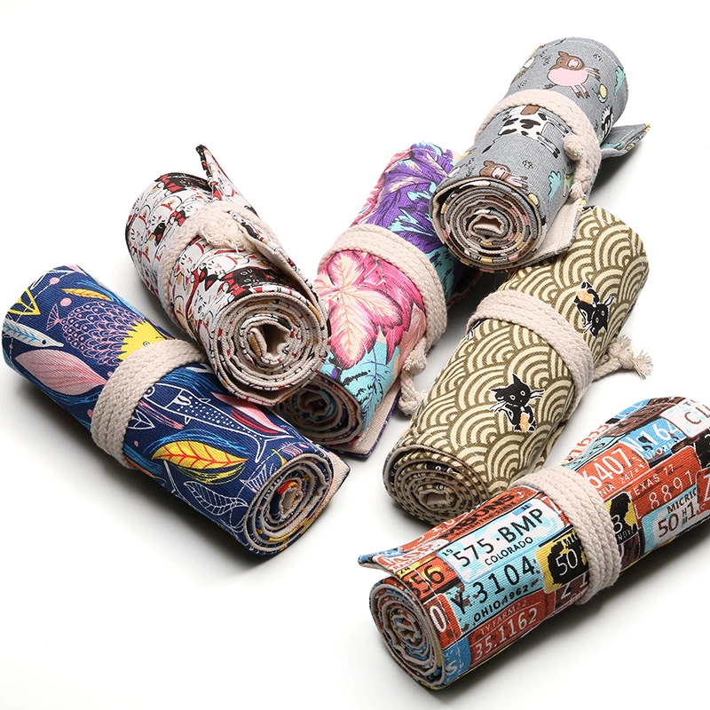 Handmade Canvas Pen Curtain Holes Large Capacity