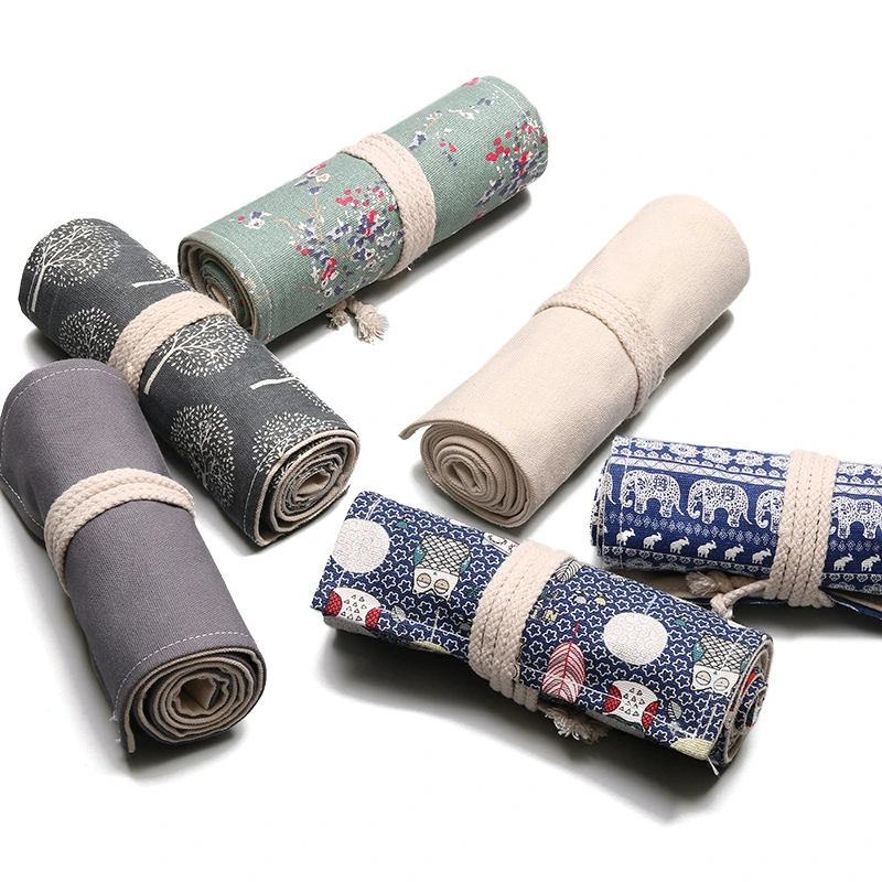 Handmade Canvas Pen Curtain Holes Large Capacity