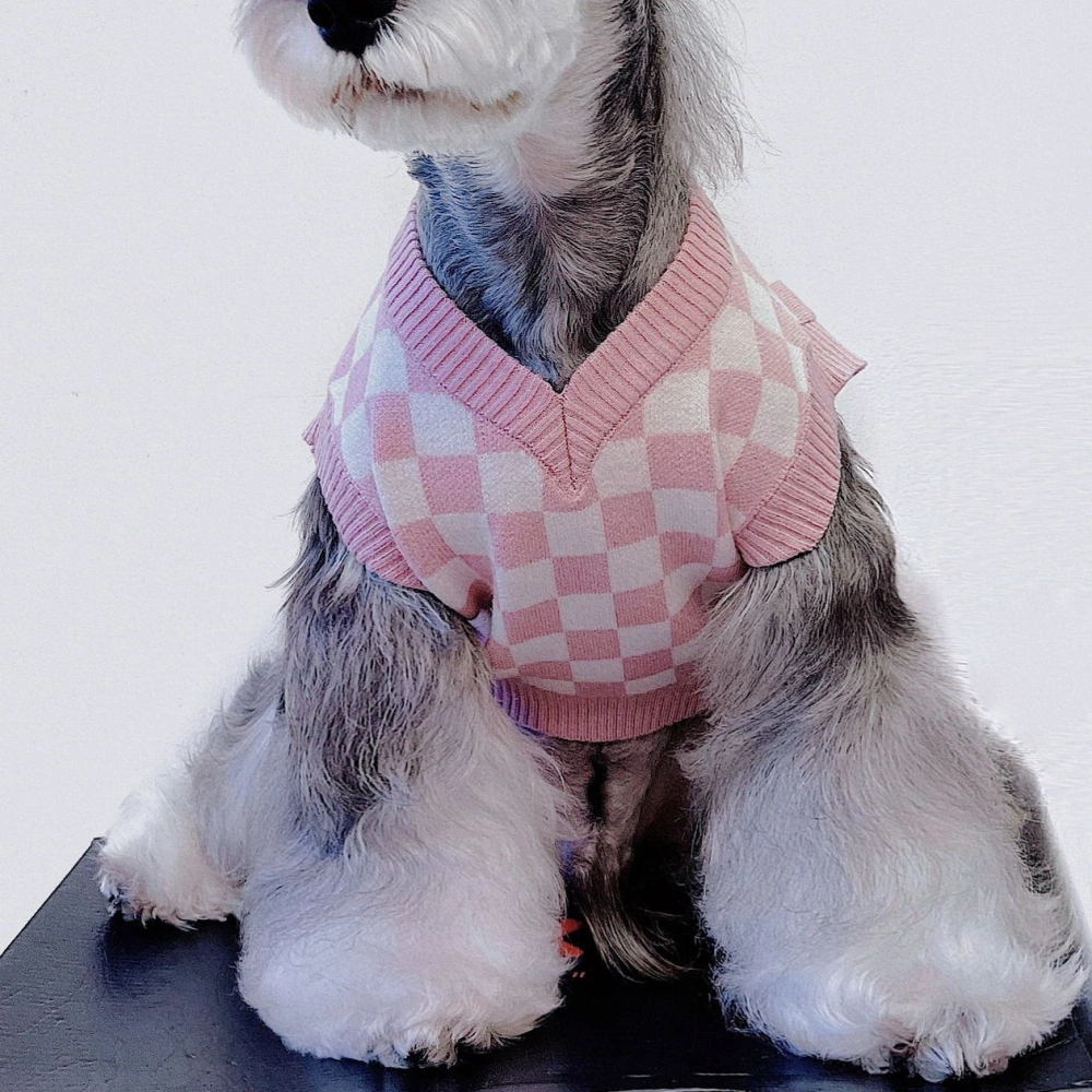 Pet Girly Cute Checkerboard Vest Sweater