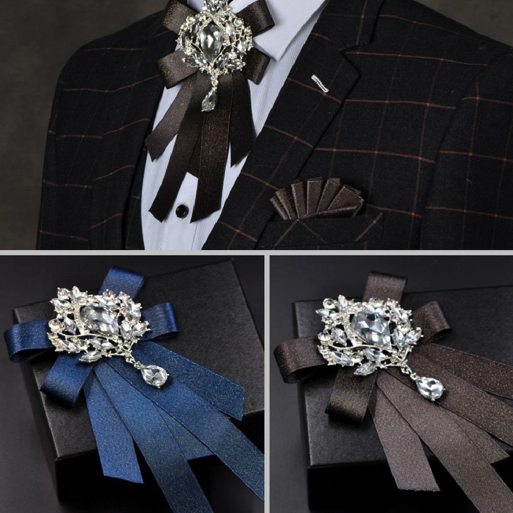 Gypsophila And Rhinestone Men's Super  Bow Tie