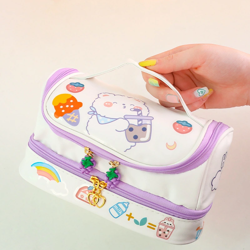Creative Cartoon Large Capacity Double Storage Cosmetic Bag