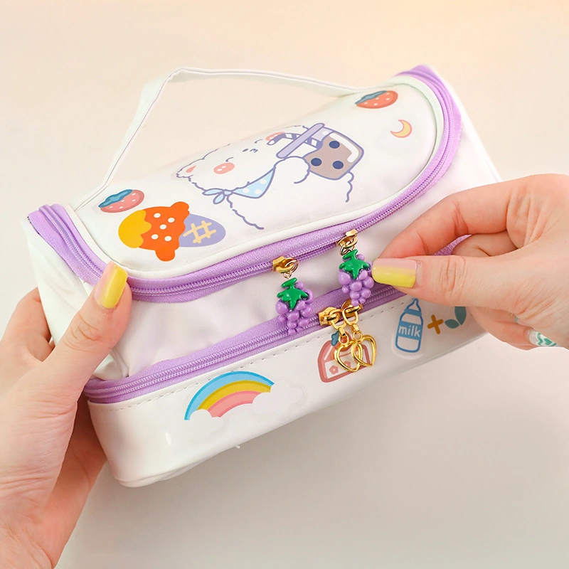 Creative Cartoon Large Capacity Double Storage Cosmetic Bag