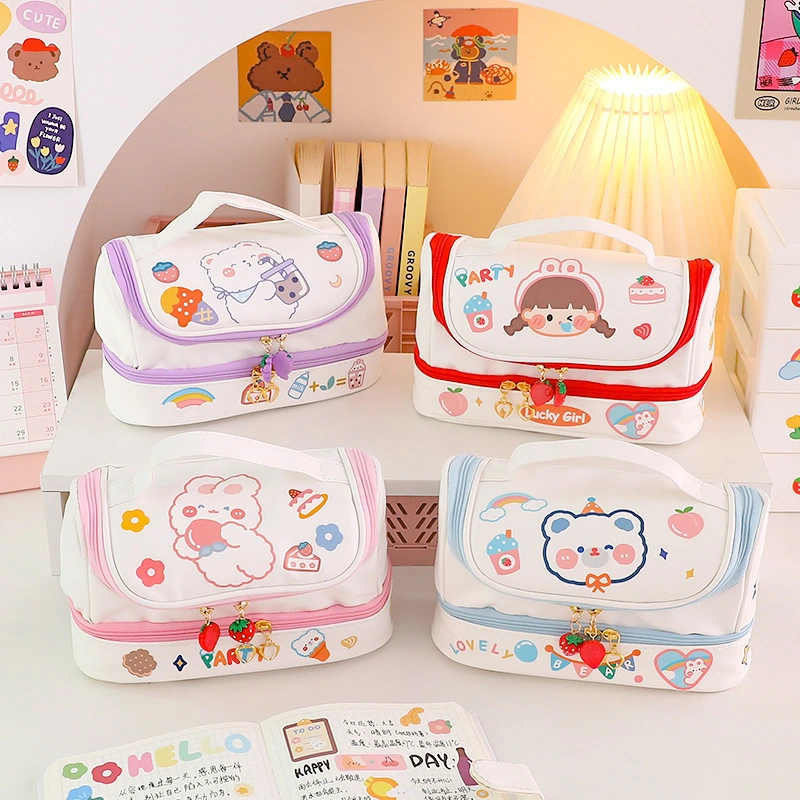 Creative Cartoon Large Capacity Double Storage Cosmetic Bag