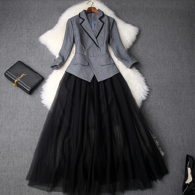 Mesh Mesh Fake Two Piece Pleated Skirt