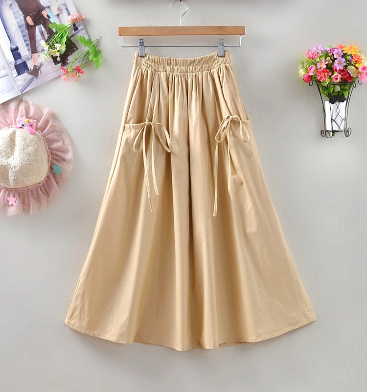 All-match Urban Casual Women's Double-mouth Bow Skirt Mid-length