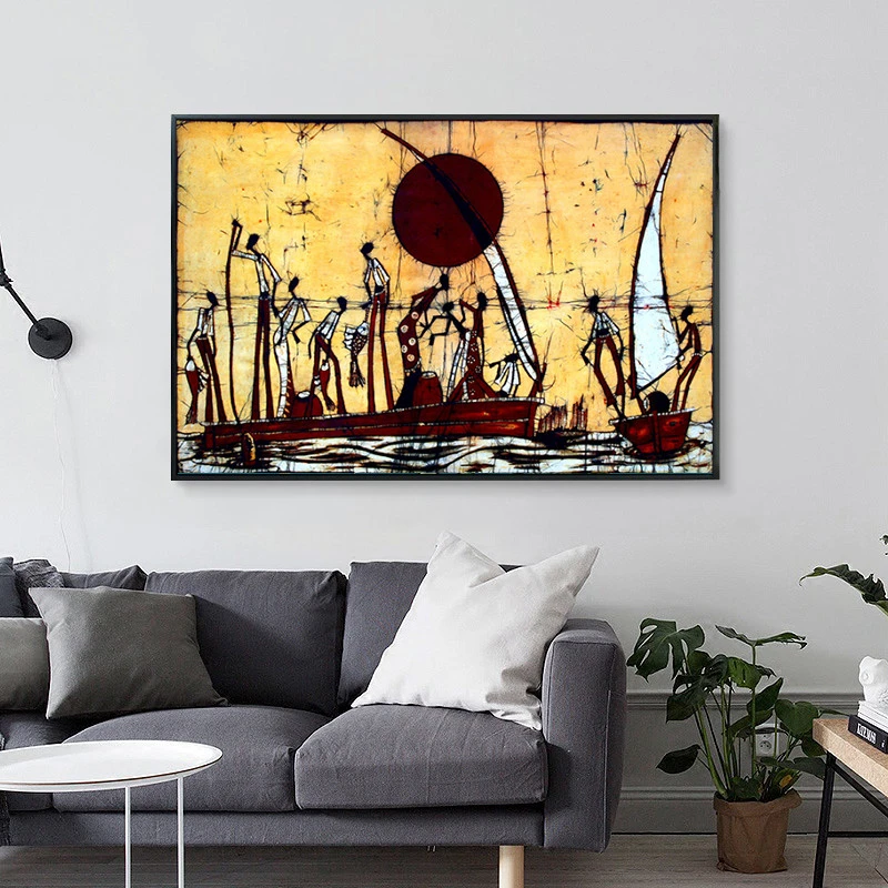 Abstract African Sailing Landscape Canvas Painting Poster