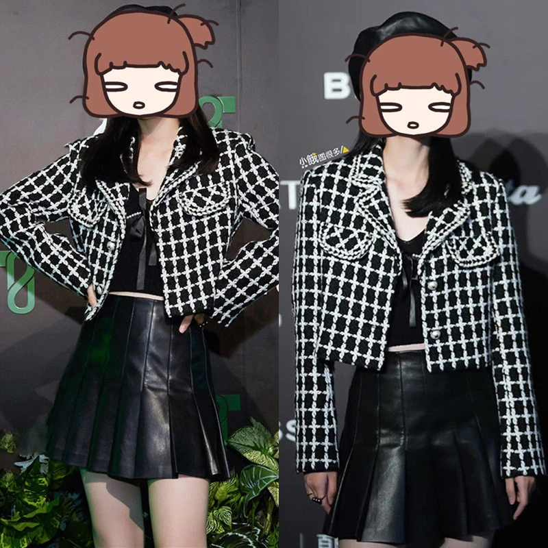 Ladies Pearl Buckle Tweed Check Suit