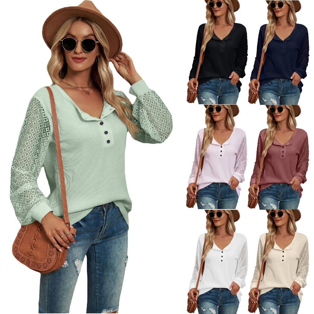 Women's Waffle-Grace Panel Long Sleeves