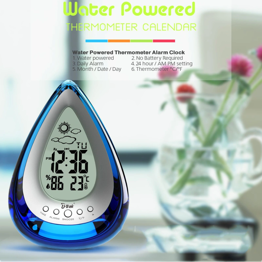 Creative Water Power Generation Temperature And Humidity Water Energy Alarm Clock