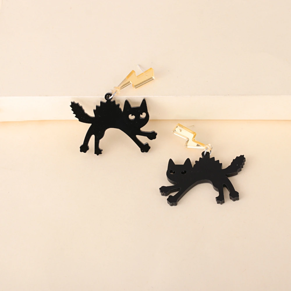 Exaggerated Personality Lightning Cat Earrings Long