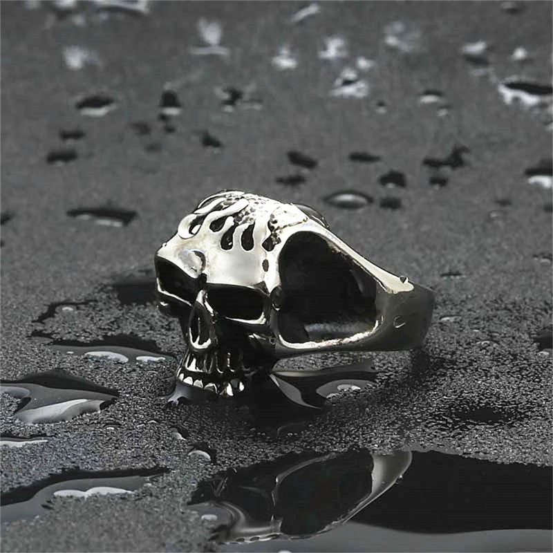 Flame Skull Vintage Stainless Steel Ring