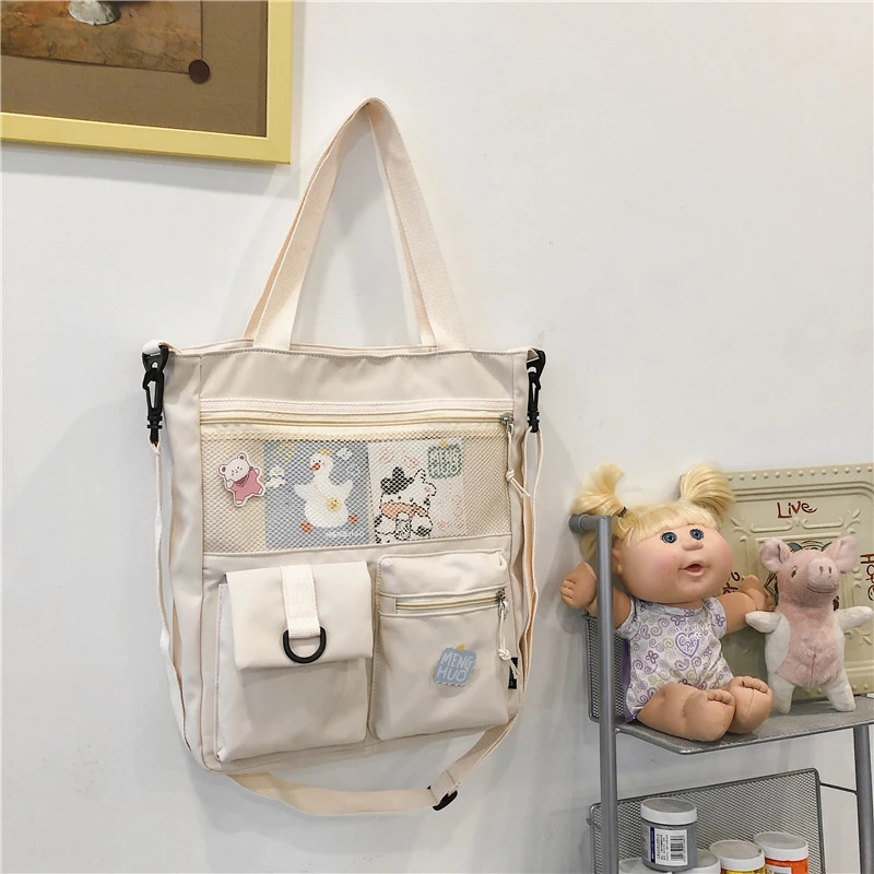 New Fashion Ins Canvas Big Bag Japanese Cute Girl Shoulder Bag Student Messenger Bag