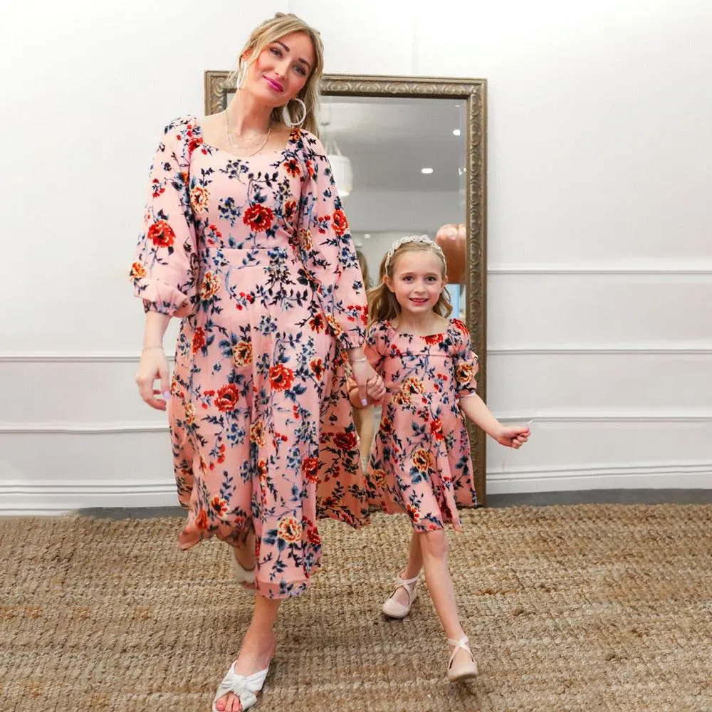 Mother And Daughter Floral Print Dress