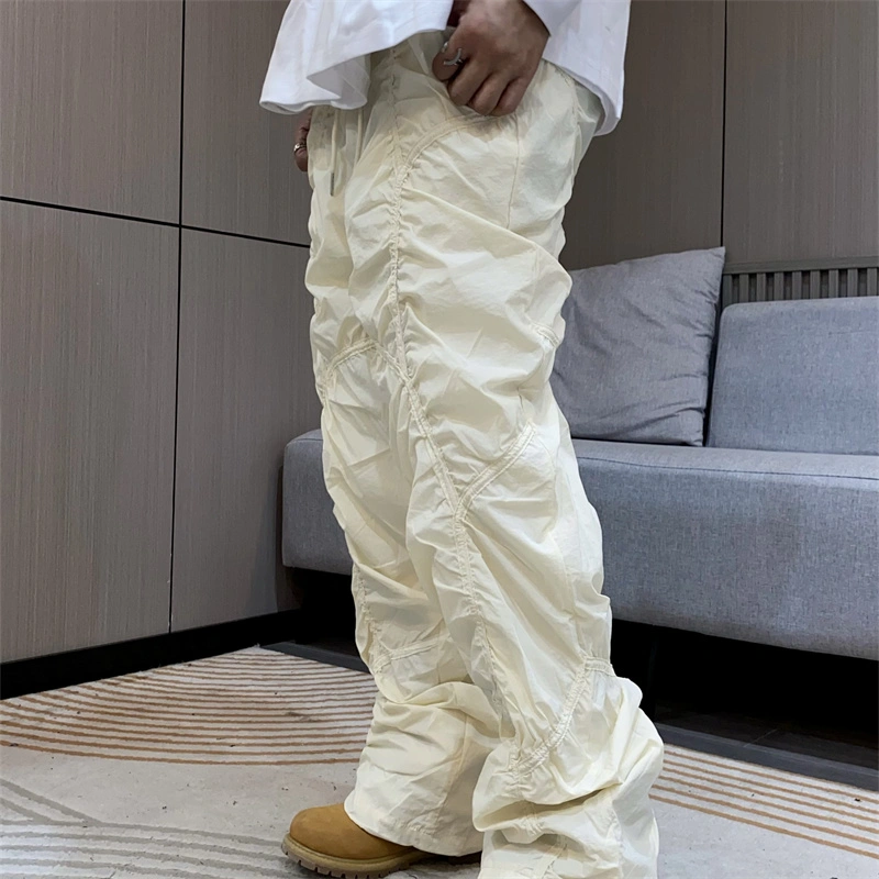 Men's And Women's Pleated Stacked Loose Casual Trousers