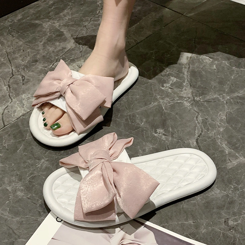 Women's Summer Ins Fairy Style Non-slip Soft Bottom Fashion Flat Bowknot Slippers