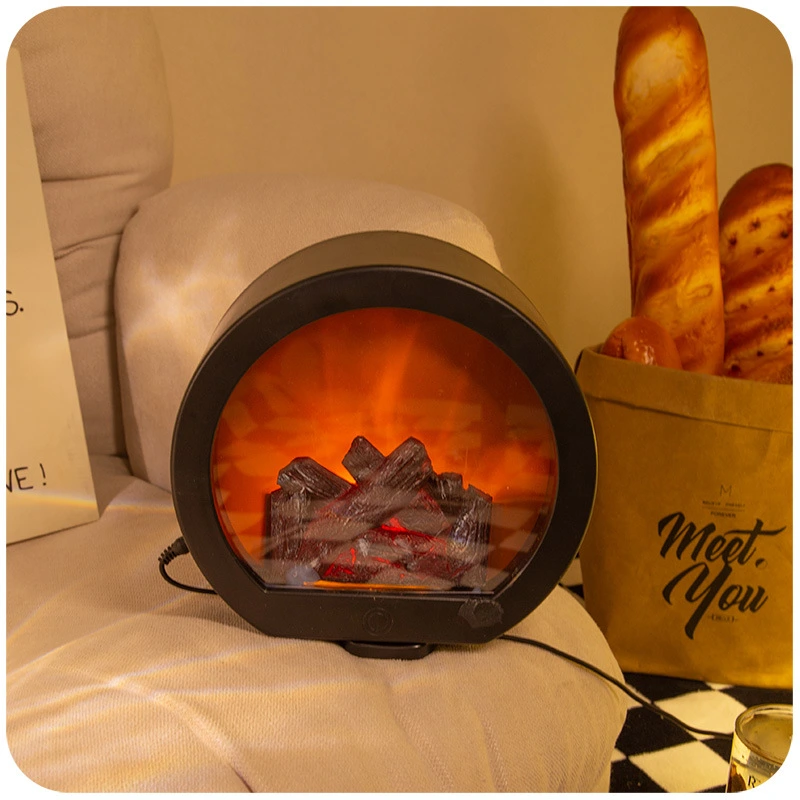 Ins Wind Fireplace Lamp Creative Night Bedroom