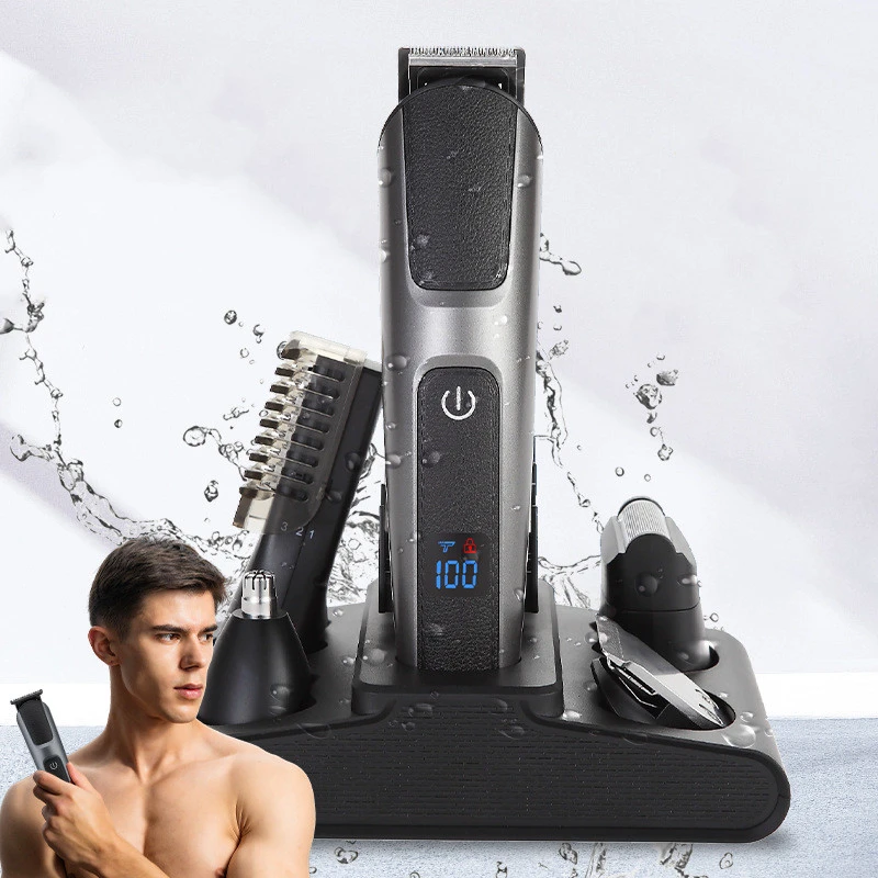 Men's Multifunctional Hair Clipper Digital Display Whole Body Wash