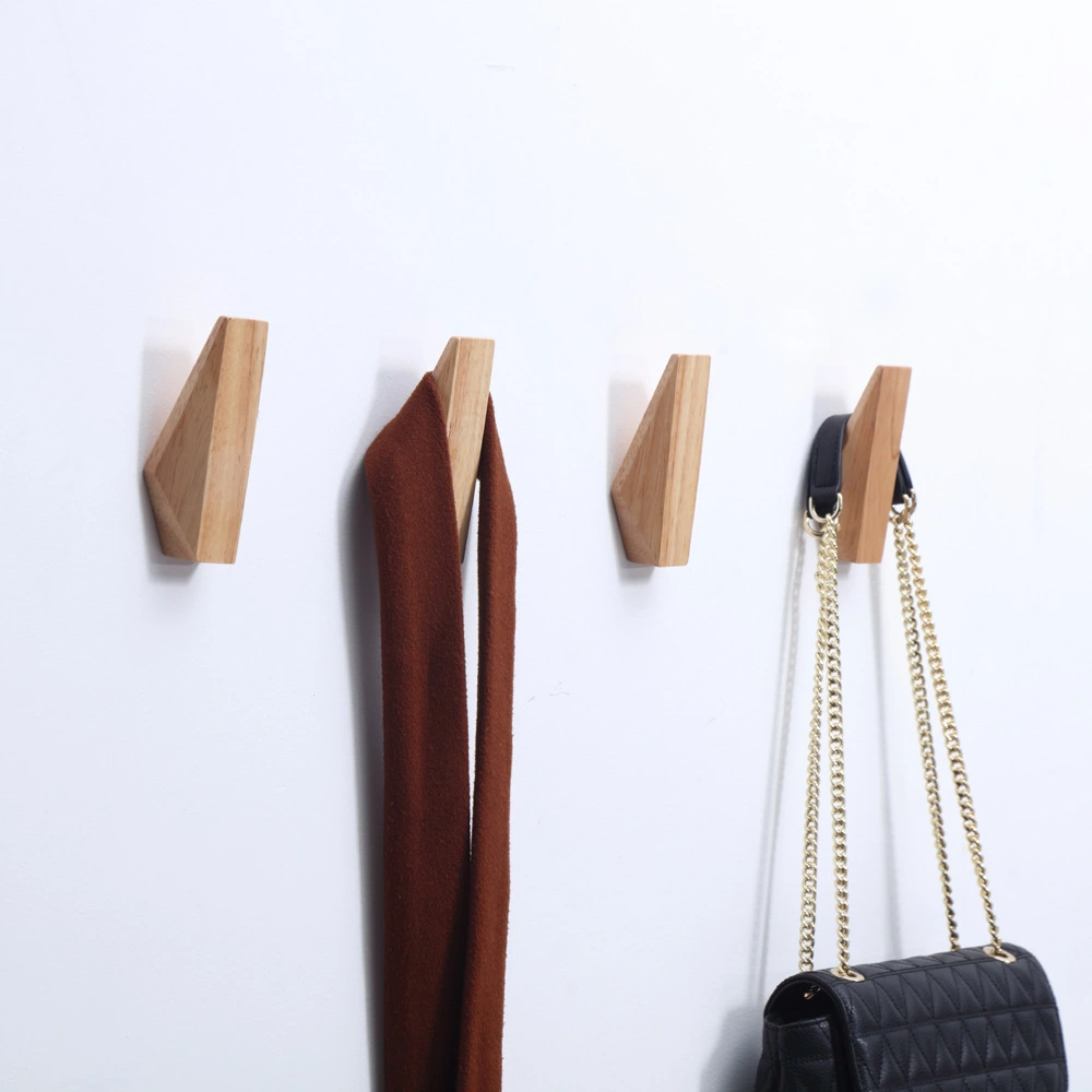 4pcs Minimalist Coat Hanger Single Hook Wooden Simple Japanese Style Wall Key Holder Bag Hat Scarf Decorative Wood Hooks