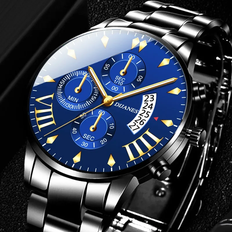 Fashion Calendar Steel Band Quartz Men's Watch