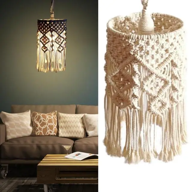 1Pc Handknitted Lampshade Macrame Hanging Lamp Decoration