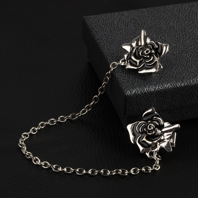 High Grade Drip Oil Rose Collar Clip Shirt Chain