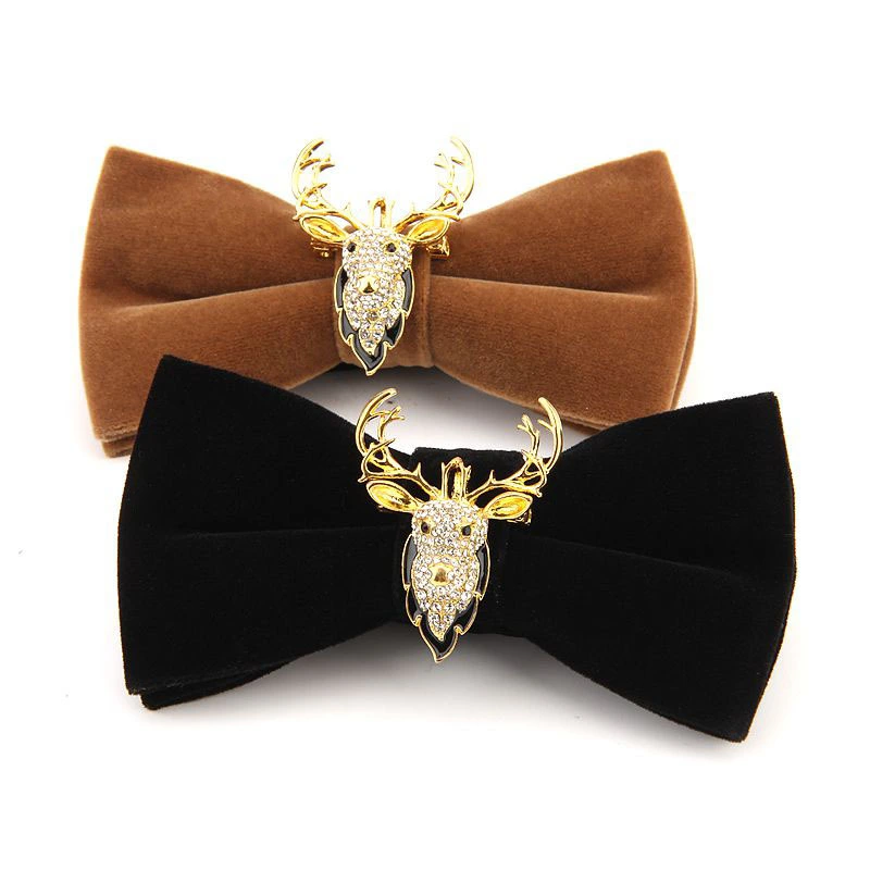 Solid Color Bow Tie With Diamond