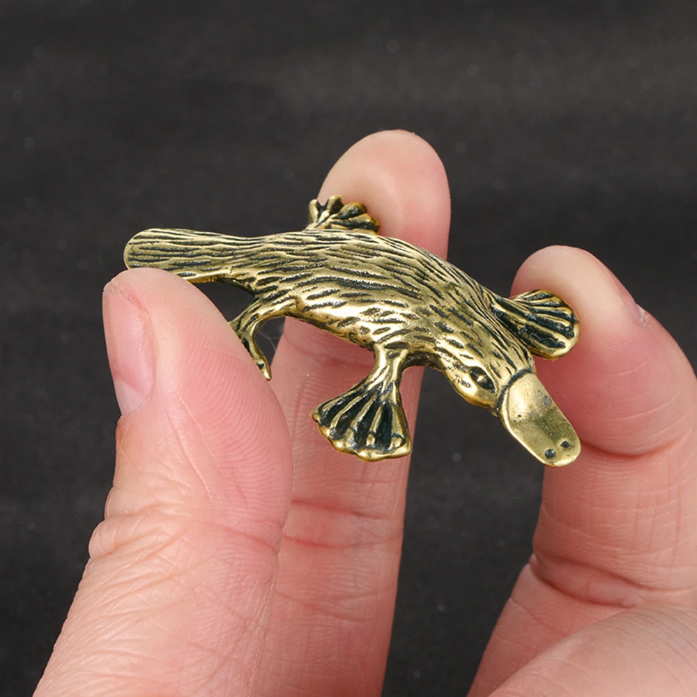 Solid Brass Animal Platypus Figurine Miniature Tea Pet Crafts Desktop Small Ornament Home Decorations Accessories Children Gifts