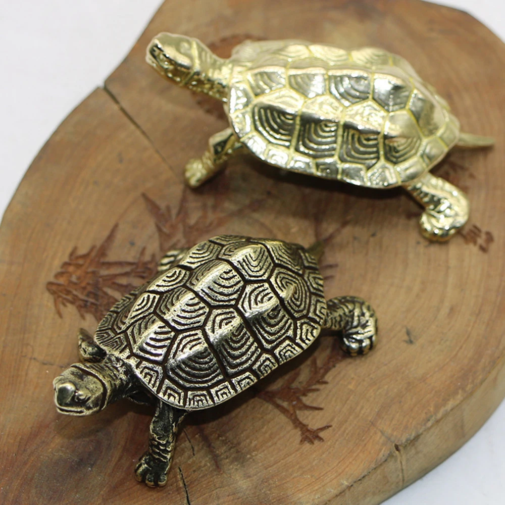 Retro Solid Pure Copper Longevity Turtle Ornament