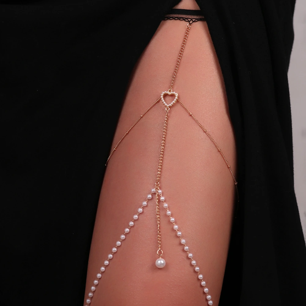 Creative Exaggerated Pearl Long Leg Chain