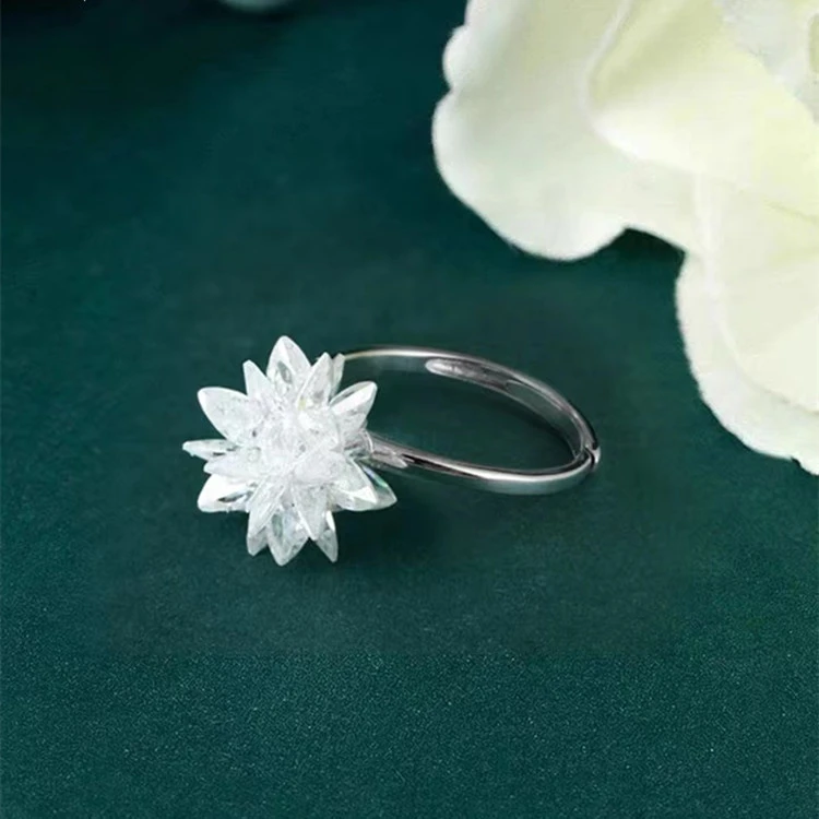 Exquisite Bingling Flower Zircon Ring Versatile Opening