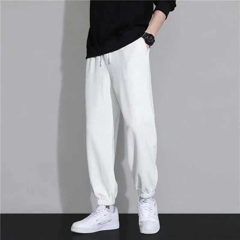 Men's Summer Loose Waffle Long Pants