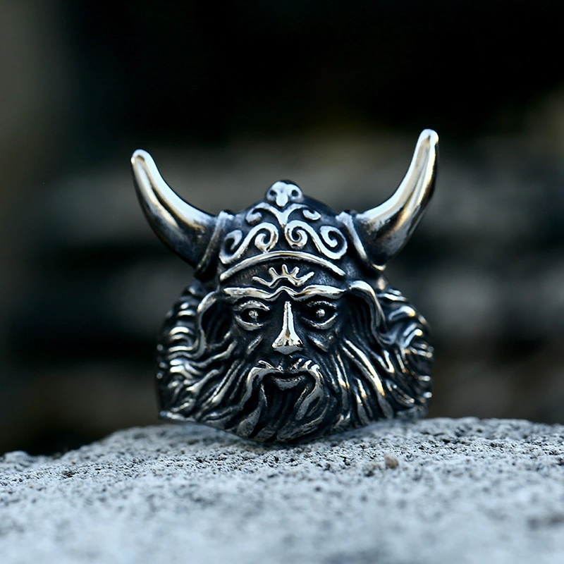 Vintage Prajna Mask Titanium Steel Ring