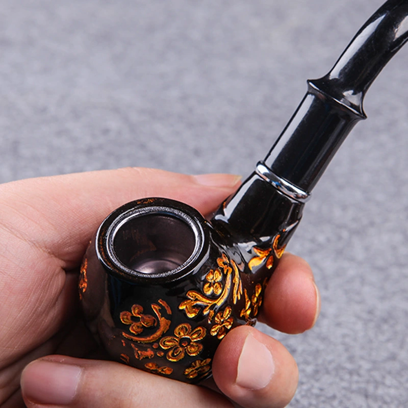 Engraved Resin Bakelite Pipe Vintage Retro
