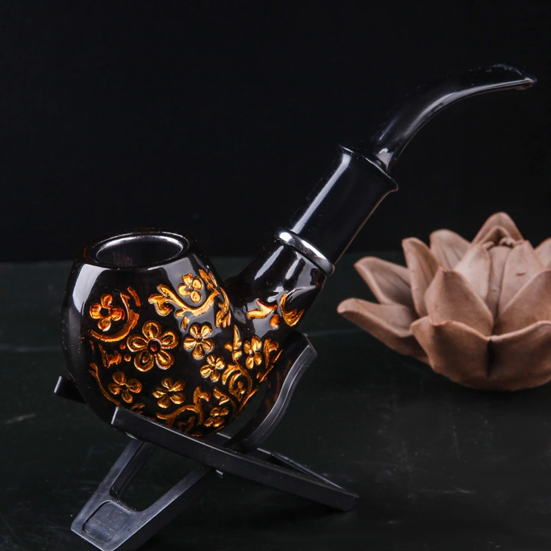 Engraved Resin Bakelite Pipe Vintage Retro