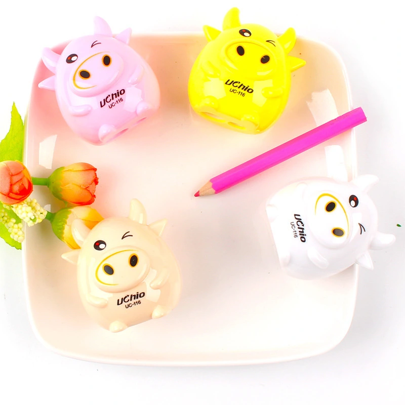 Creative Children Learning Stationery Cartoon Dairy Cattle Double Hole Pencil Sharpener