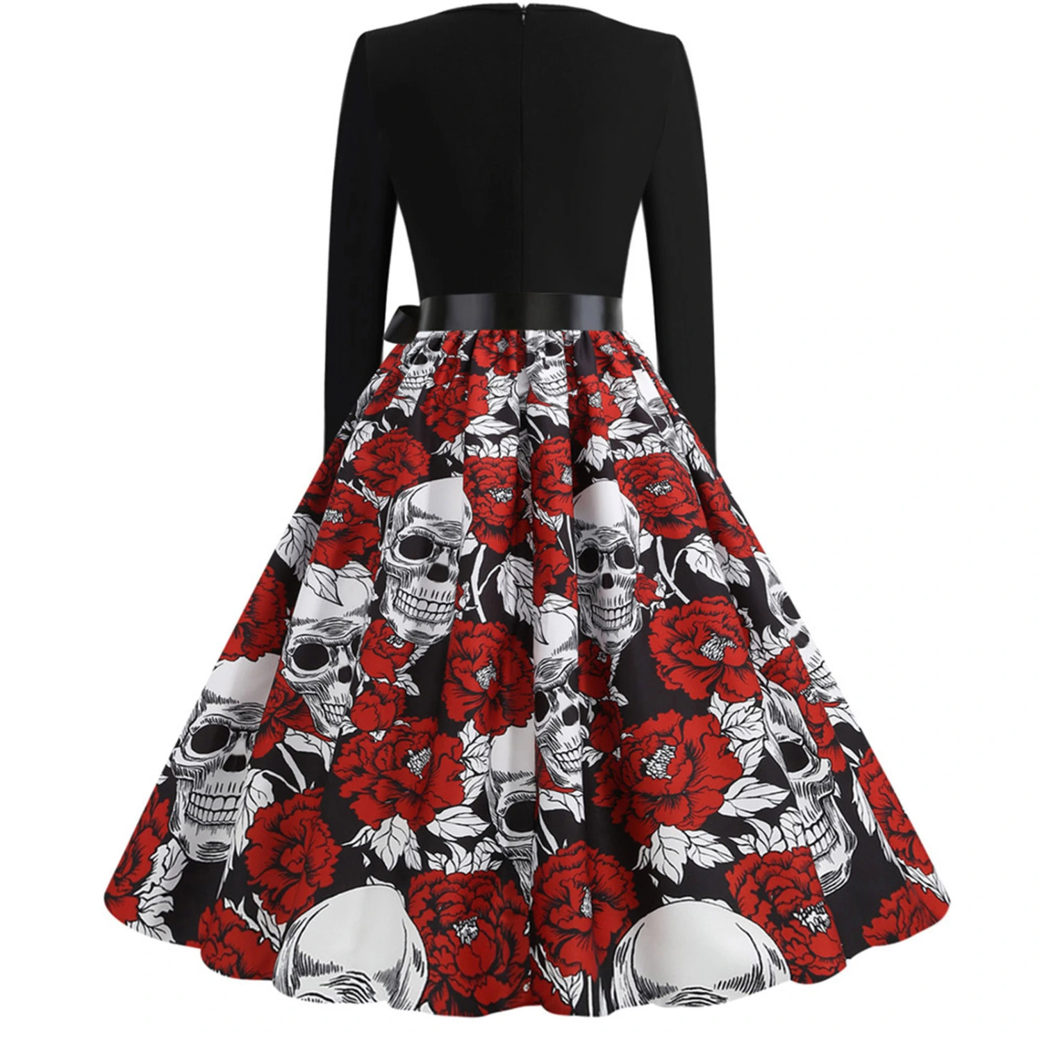 Slim Fit Skull Print Swing Dress