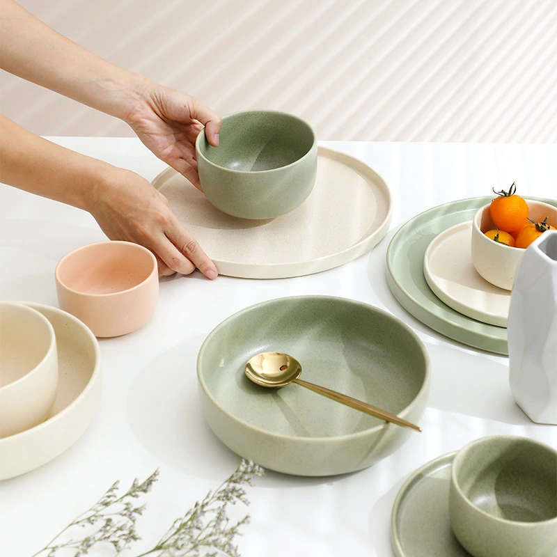 Household Plate Soup Bowl Ceramic Tableware Set