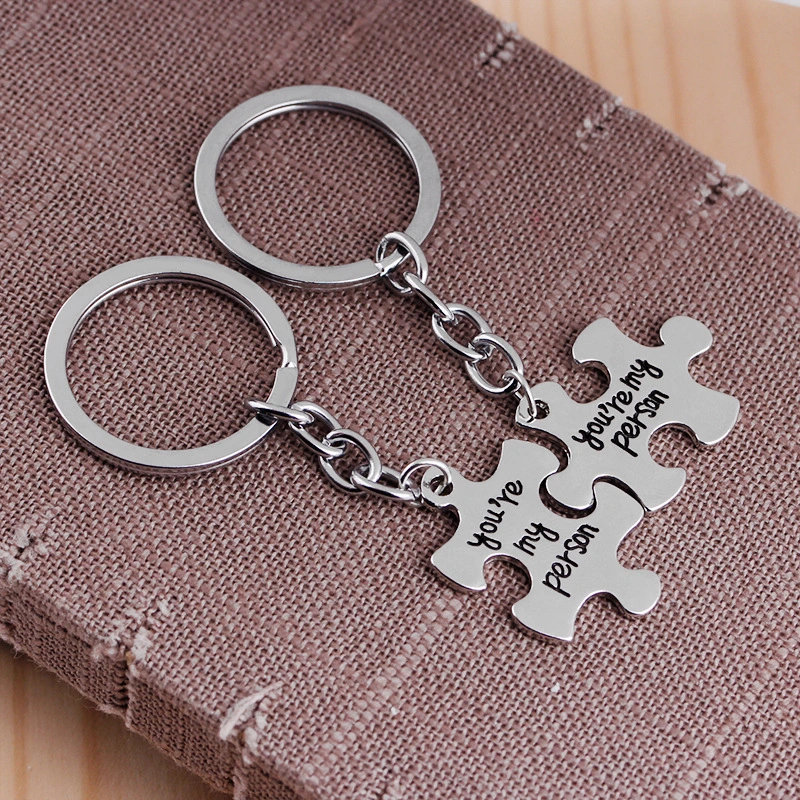 Alphabet Puzzle Keychain Alloy Small Pendant