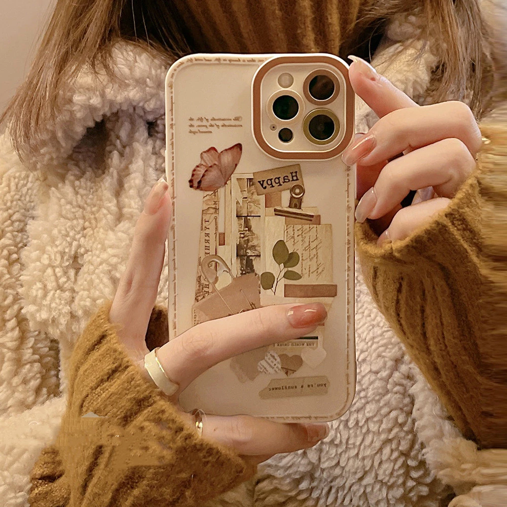 Retro Sticker Phone Case Literary Art