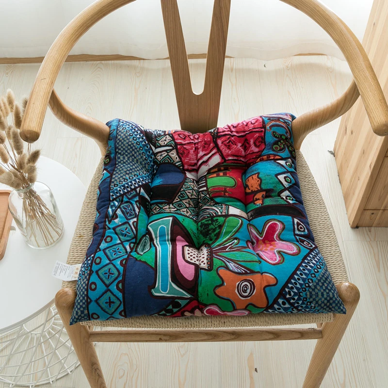 Retro Dark Southeast Asian Ethnic Style Cotton And Linen Chair Cushion