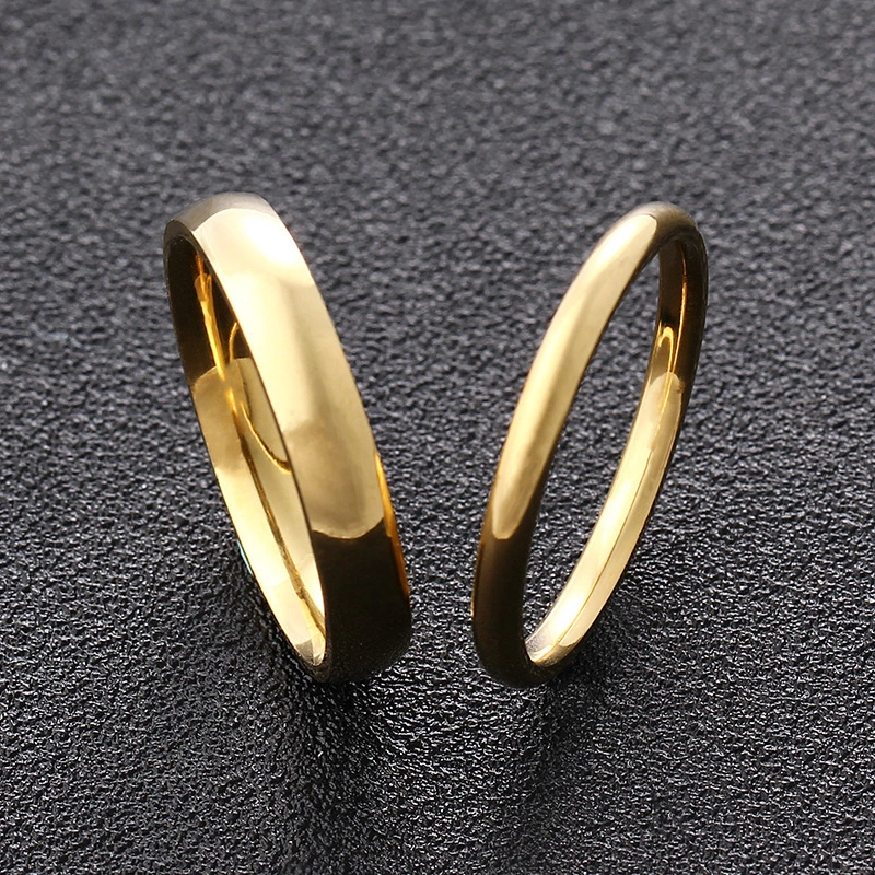 Gold Titanium Steel Circle Couple Ring