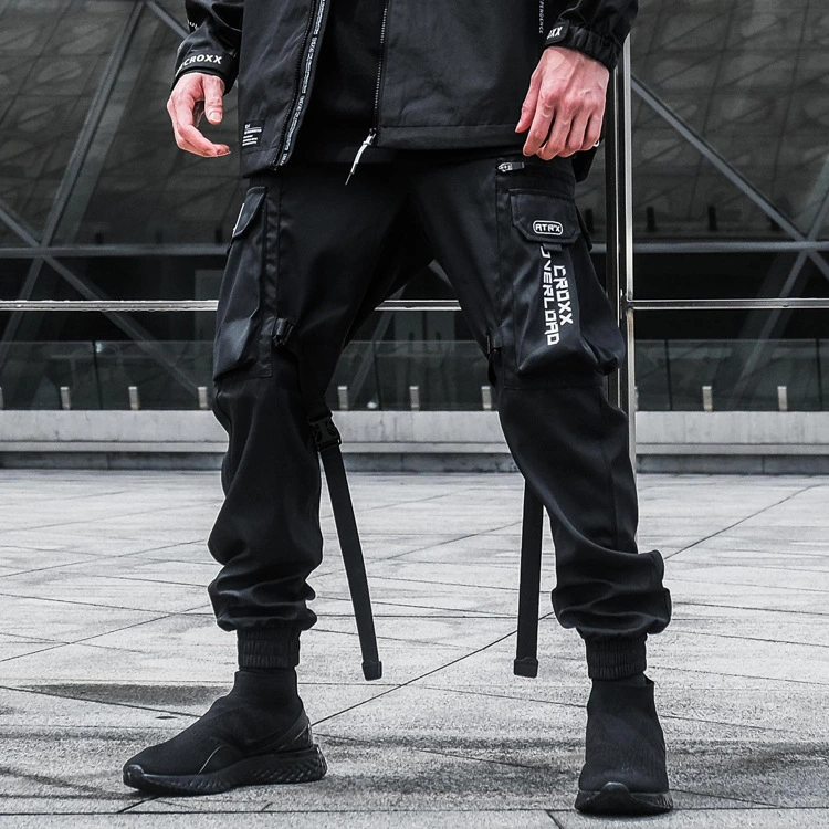 Spring And Summer Men's Pants Functional Workwear Multi-bag Composite Fabric Paratrooper Pants Ankle-tied