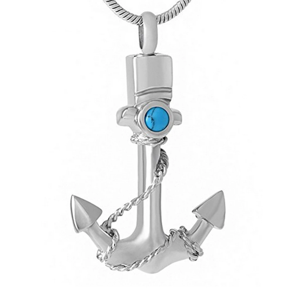 Stainless Steel Perfume Bottle Pendant Commemorative Pet Urn Necklace European And American Men Boat Anchor Pendant