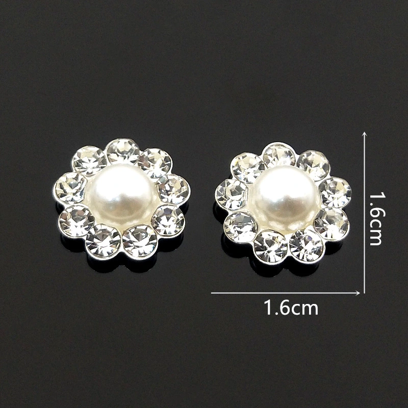 New Rhinestone Flower Disk Pearl Alloy Accessories DIY Round Diamond-embedded Headdress Accessories Shoe Ornament Corsage Accessories