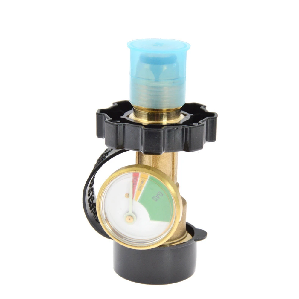 POL Propane Adapter Connector With Luminous Pressure Gauge Adapter Gas Tank Converter