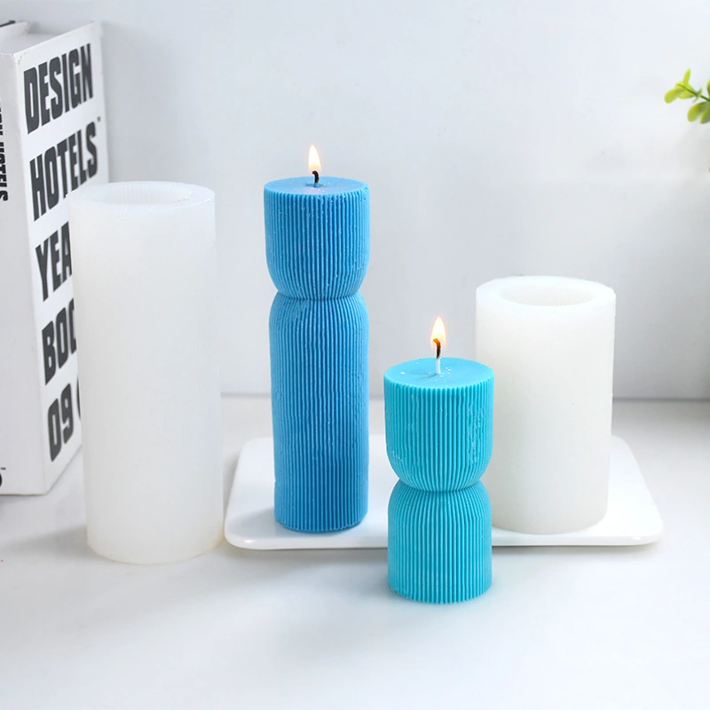 New Geometric Striped Cylindrical Candle Silicone Mold