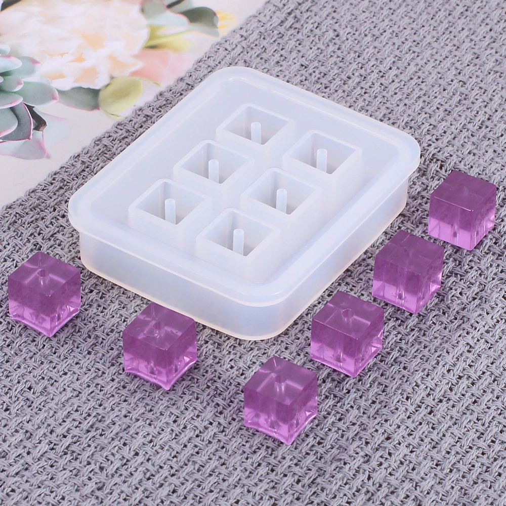 DIY Crystal Drop Glue Mirror With Hole Cube Pendant Sphere Making Jewelry Mold