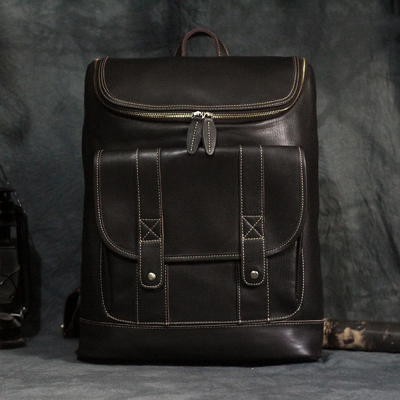 Men's Retro Crazy Horse Leather Backpack Casual