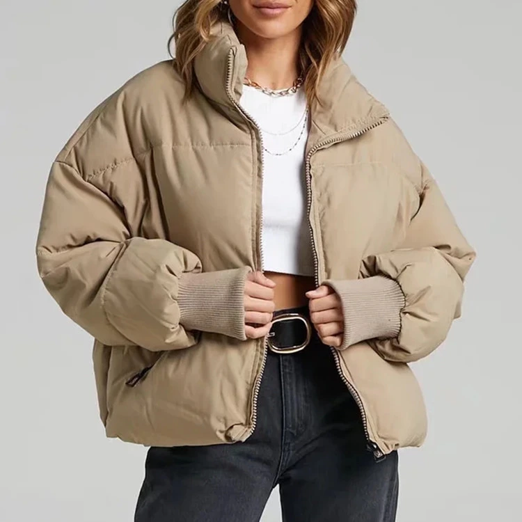 New Fashion Stand-up Collar Zipper Pocket Padded Jacket