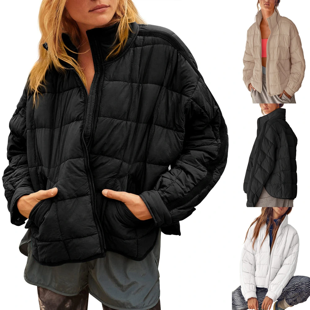 Women's Solid Color Zip Jacket Casual Button Pocket Top